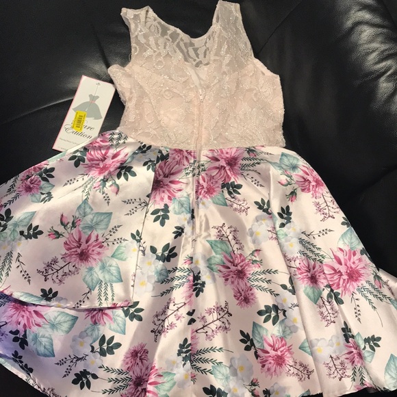 Rare Editions blush flowery dress, size 8 girls - Picture 3 of 7